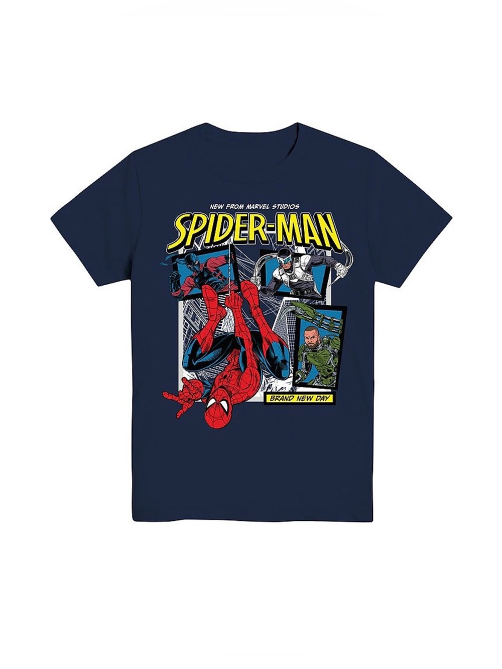 Spider-Man Graphic Tee in Navy with Red & Yellow Accents size L boys